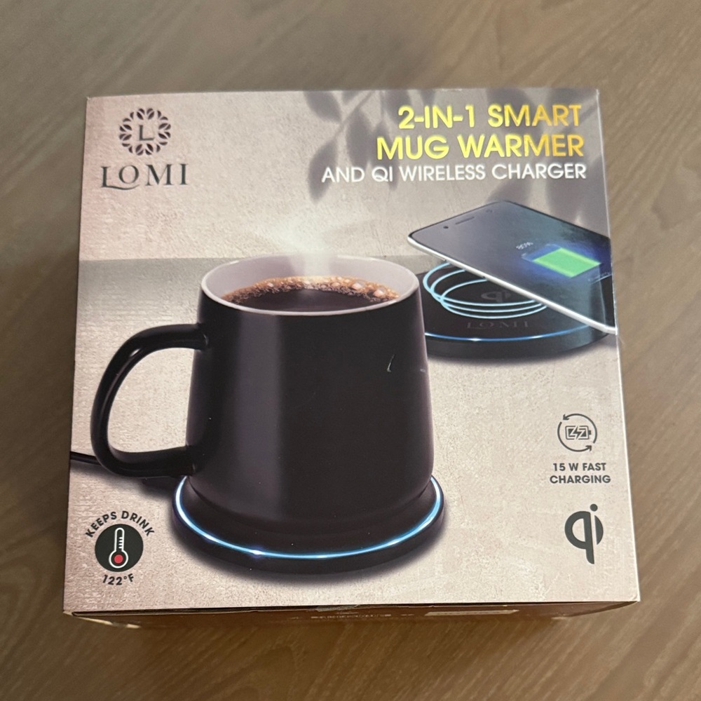 Black 2-in-1 Smart Mug Warmer and Qi Wireless Charger